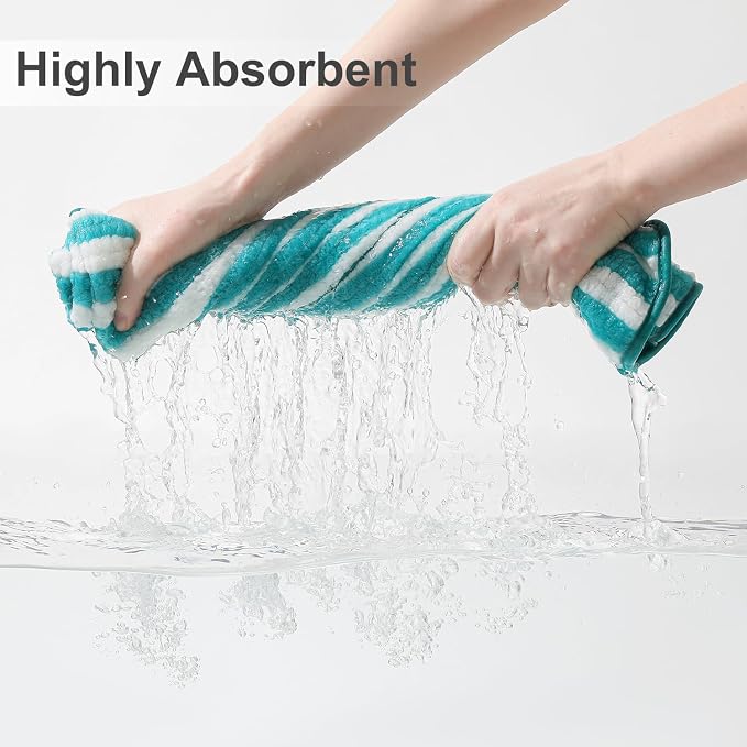 Smuge 18 Pcs Bath Towel Set, Include 6 Bath Towel Sheets, 6 Hand Towels and 6 Washcloths - Highly Absorbent Quick Dry Microfiber,Ultra Soft Bathroom Towel Set with Hanging Loop - Sea Blue