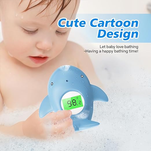 Baby Bath Thermometer for Infant & Toddler,Floating Digital Water Temperature Thermometer with 3-Color LED Backlight,Instant Accurate Reading,Baby Bath Toy,Hot & Cold Alert（Light Blue Whale）