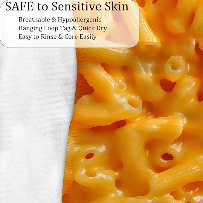 Mac and Cheese 2 Pack Hand Towels, 14.5x28 Inch Towel Set with Cheesy Food Print Pattern, Soft Absorbent Polyester, for Bathroom Kitchen Rv Cabin Home Decor Gifts for Adults