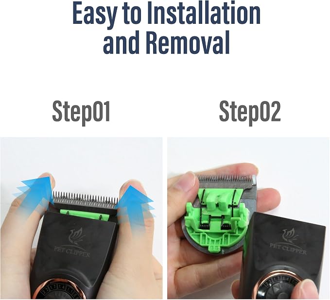 10FC Low Noise Pet Dog Grooming Clippers Replacement Blade, 440C Stainless Steel Fixed & Plated Ceramic Moving Detachable Blade, 1.9mm 1/13'' (1 Count)