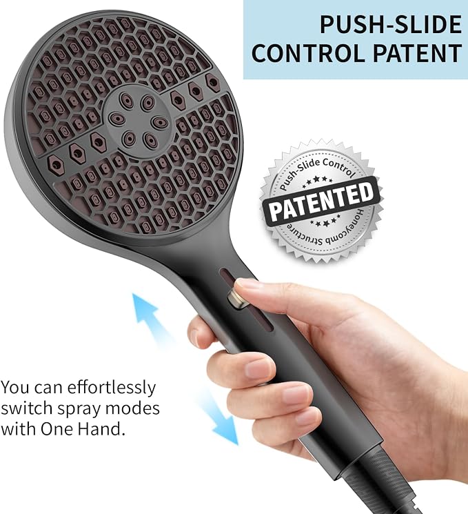 Matte Black Handheld Shower Head High Pressure with 9 Spray Settings & Power Wash Jet, 71" Extra Long Stainless Steel Hose, 360° Adjustable Dual Brackets for Low Water Pressure Home Bath