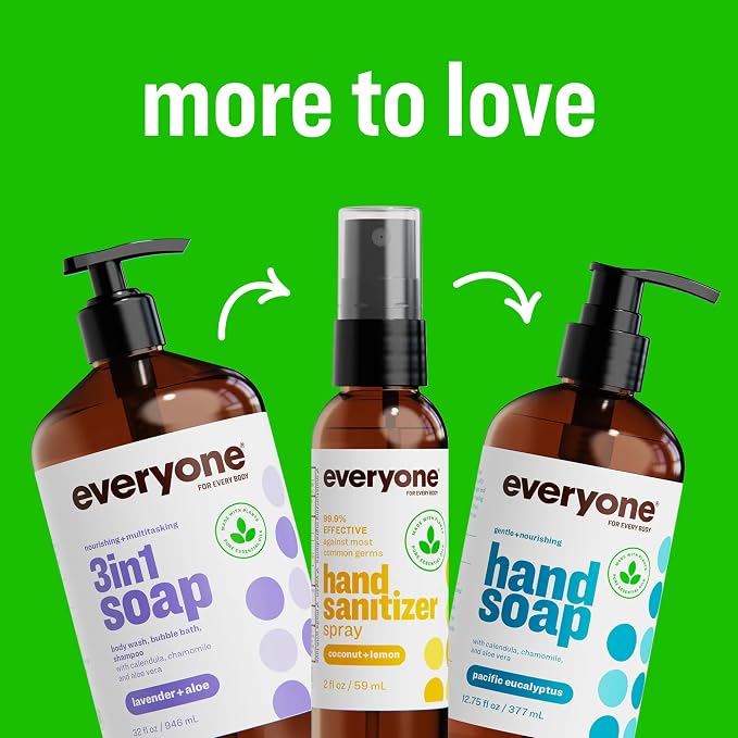 Everyone 3-in-1 Kids Soap, Body Wash, Bubble Bath, Shampoo, 32 Ounce (Pack of 6) Tropical Coconut, made with Essential Oils for Toddlers, tweens and teens