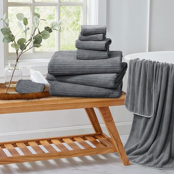 Extra Large Bath Sheet Set of 4,Ultra Soft Fluffy Towel,35”x 70”Oversized Bath Towel Set,Premium Microfiber Bathroom Towel Set Highly Absorbent Quick Dry Shower Towel for Bathroom,Hotel,Spa(Grey)
