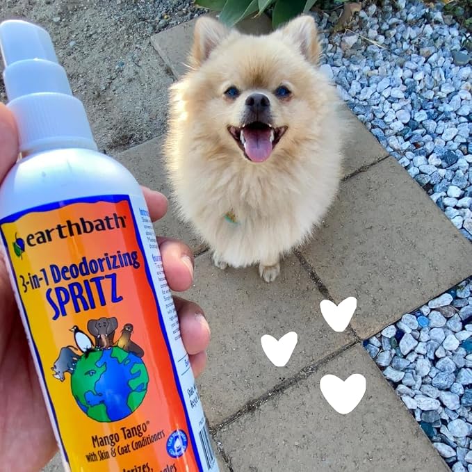 earthbath, Mango Tango 3-in-1 Dog & Puppy Deodorizing Spritz - Odor Eliminator for Strong Odor, Cruelty-Free Cologne, Wash Spray, Made in USA, Bathing Supplies - 8 Oz (2 Pack)