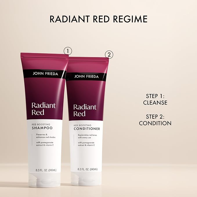 John Frieda Radiant Red Boosting Shampoo and Conditioner Bundle, Red Hair Shampoo and Conditioner, 8.3 Fl Oz, Pack of 2