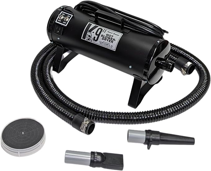 Electric Cleaner Company K9 II Dog Blow Dryer - High Power Grooming Dryer, Heavy Duty, 10' Hose, Deshedding, Matte Black