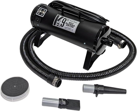 Electric Cleaner Company K9 II Dog Blow Dryer - High Power Grooming Dryer, Heavy Duty, 10' Hose, Deshedding, Matte Black