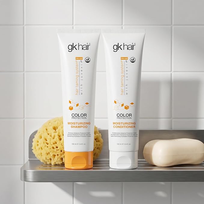 GK HAIR Travel Size Shampoo Conditioner set | Curly Hair Shampoo & Conditioner For Color Protection | Made with Aloe vera, Parki Butter | Free of Parabens Phthalates Sulfate Free 3.4 Fl Oz