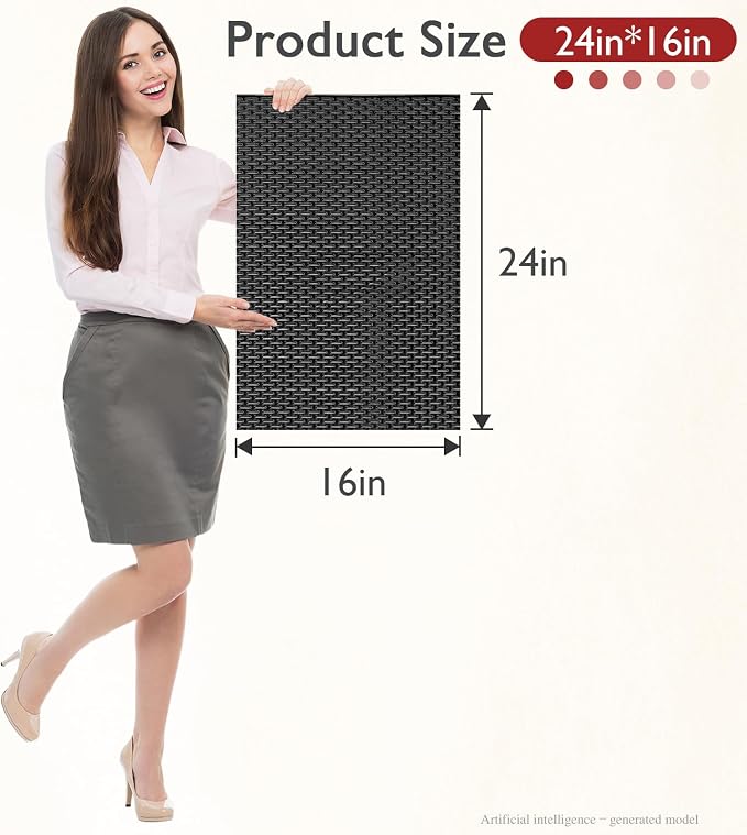 Extra Large Non-Slip Shower Mat, Fast-Dry PVC Bath Stall & Tub Mat, Drain-Hole Design,for Shower Stall Tub for Elderly/Kids，Non Slip Bathroom Safety Accessory，Black 16"x24"