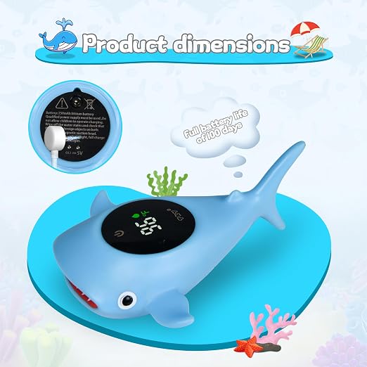 Baby Bath Thermometer - Digital Floating Water Thermometer with LED Display & Color Temperature Alerts, Rechargeable Bath Toy for Infant Bathtub Safety, Newborn Bath Essentials Gift