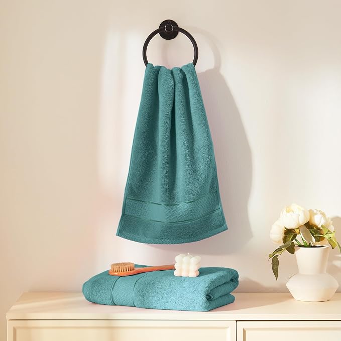 COZYART Teal Bath Towel Set 6 Piece, 100% Zero Twist Ring Spun Turkish Cotton 650GSM, Ultra Soft Absorbent Fast Dry Hotel Quality Bathroom Towels