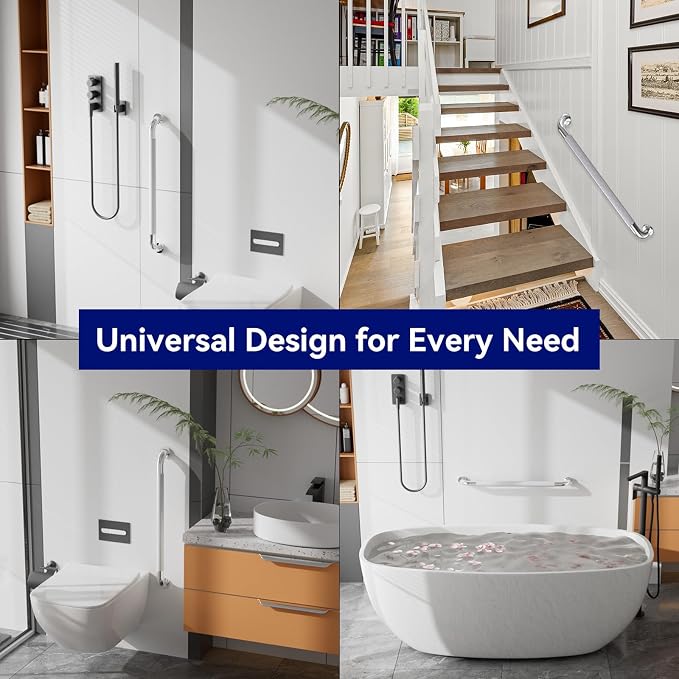 32 Inch Shower Grab Bar, Brushed Nickel Anti-Slip Bathroom Grab Bar with Knurled Grip, Stainless Steel Safety Handrail for Toilet Bathtub, Shower Handle Handicap Bars for Senior, Elderly, Pregnant