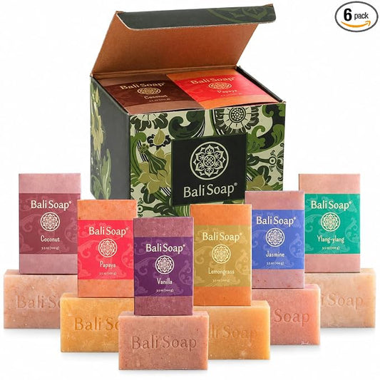 Bali Soap Natural Bar Soap, 6 Bars Green Collection Gift Set
