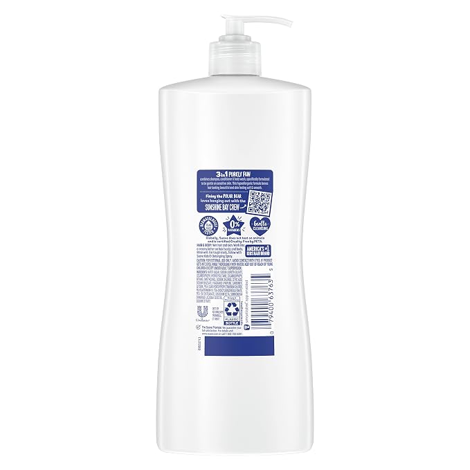 Suave Kids 3-in-1 Shampoo Conditioner Body Wash Purely Fun Makes Bath Time Quick and Easy,Paraben Free and Dermatologist Tested Kids Shampoo 3 in 1 Formula 28 Fl Oz,(Pack of 8)