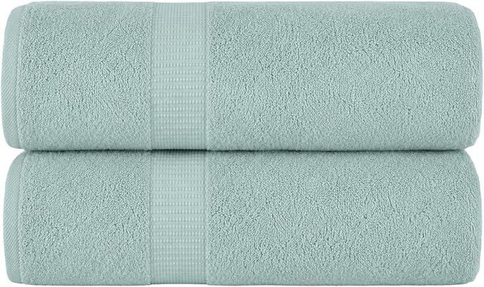 SALBAKOS 2-Piece 100% Turkish Cotton Extra Large Bath Towel 35x70 inch | Premium Hotel Quality Bath Sheet Towels | Thick, Soft, Absorbent, Oversized Bath & Beach Towels (Seafoam Green, 2 Bath Sheets)