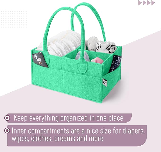 Mr. Pen- Baby Diaper Caddy Organizer, Green | Nursery Storage Bin and Car Organizer for Diapers and Baby Wipes
