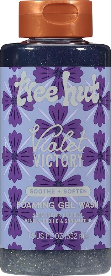 Tree Hut Violet Victory Body Wash, Hydrating & Moisturizing Shower Gel, Shea Butter & Essential Oils, Soft Smooth Glowing Skin, Gentle Cleanser For All Skin Types, Self Care Gifts for Women, 18 Fl Oz