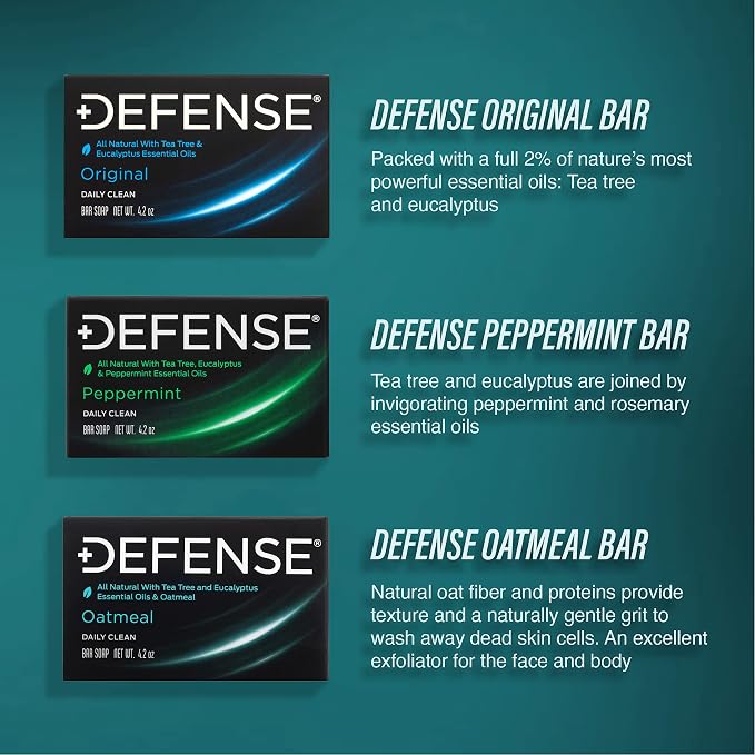 Defense Soap 12pk All Natural Oatmeal Bar Soap for Men | Made by Wrestlers with Tea Tree Oil & Eucalyptus Oil to Promote Healthy Skin