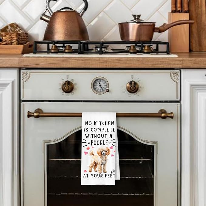 Poodle Funny Dog Dish Towels - A Kitchen is Not Complete Without A Poodle Dish Towel Weave Hand Towels for Home Bathroom Decor,Dog Lovers Gift,16×24 Inch