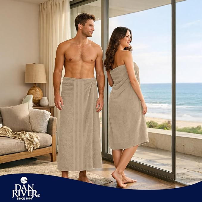 DAN RIVER 2 Pack Luxury Bath Sheets 35x70, 600 GSM, Soft & Quick Dry 100% Ring Spun Cotton Towels Ideal for Hotels, Spas, Gyms & Salons Extra Large, Tan