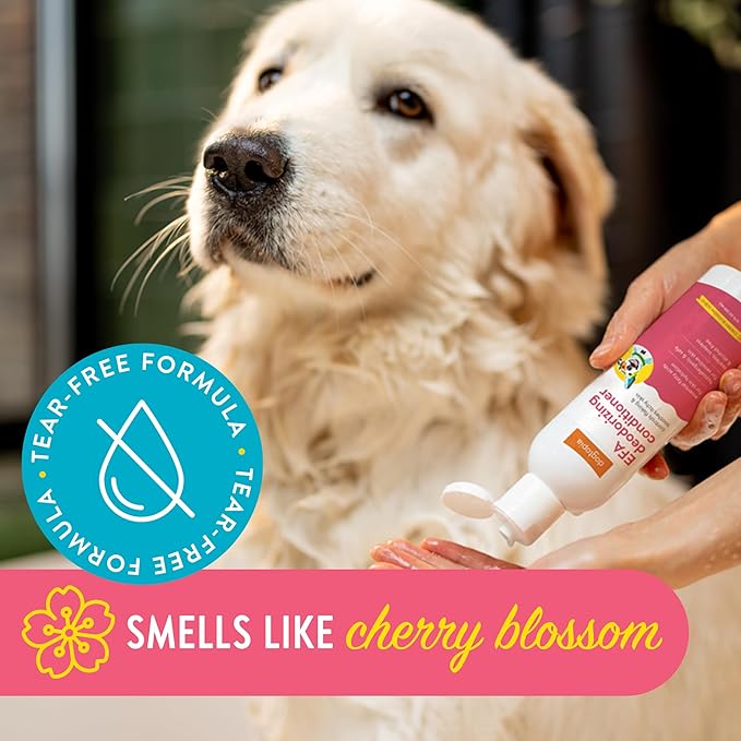 Dogtopia Essential Fatty Acid (EFA) Deodorizing Conditioner for Dogs and Pets (12oz) – Cherry Blossom Scent | Soothing Conditioner Rich With Moisturizing Emollients | Tearless, Soapless & Alcohol-Free
