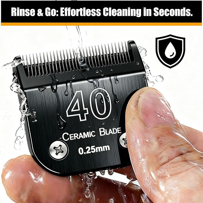 3Pcs Dog Grooming Clipper Blades Replacement for Andis Dog Clipper | Dog Clipper 40 Blades Compatible with Most Oster A5 Wahl KM Series Pet Clippers,Black