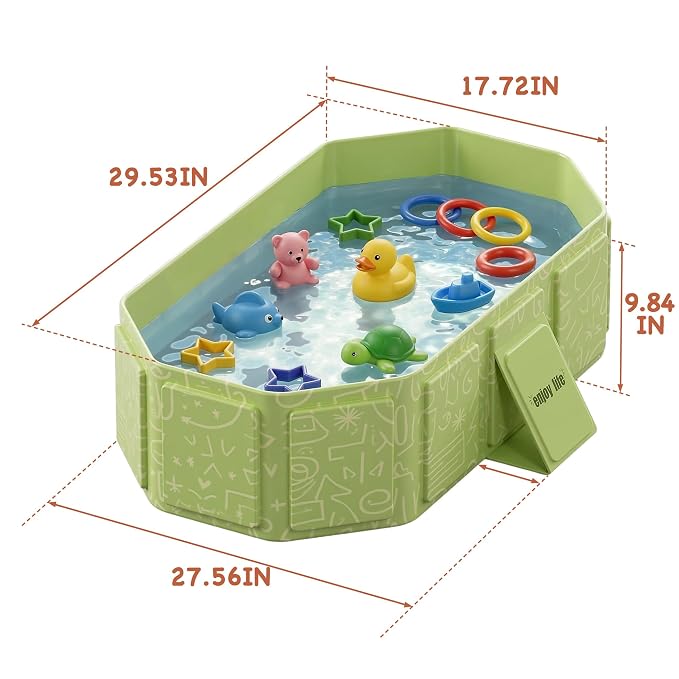 Collapsible Baby Bathtub for Newborn to Toddler, Foldable Toddler Bathtub with Drain Plug, Non-Slip Portable Infant Bath Tub for Travel, Storage & Outdoor Use, Green