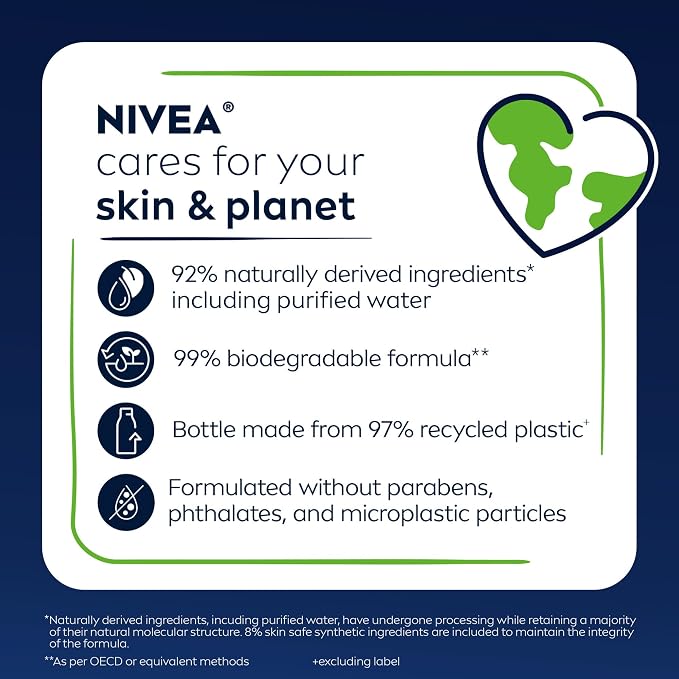 NIVEA Men Sport Body Wash with Revitalizing Minerals, Tangerine and Pepper Scent, 3-in-1 Men's Body Wash, Face and Hair, Paraben Free, Vegan Formula, 16.9 Fl Oz Bottle