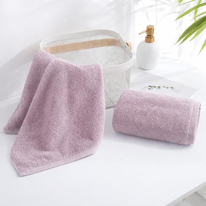 SEMAXE 4-Pack Purple Cotton Hand Towels for Bathroom with Hanging Loops | Sink-side towels for drying hands and face, ideal for bathrooms, guest baths, powder rooms, OEKO-TEX certified, easy care
