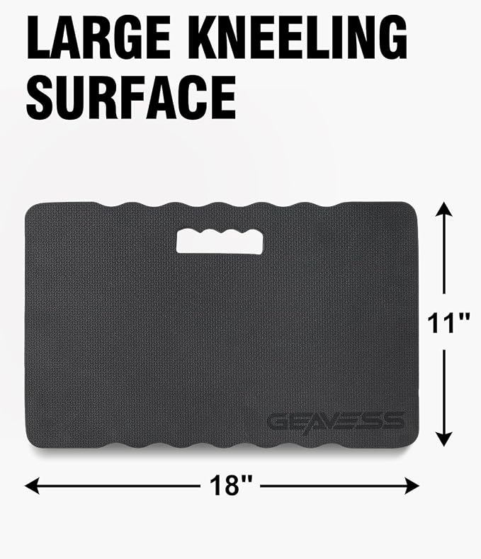 1.5" Extra Thick Garden Kneeling Pad, Comfortable Foam Knee Pad with Handle, Durable Supportive Knee Cushion for Gardening, Yard Work, Car Repairing, Workshop, Baby Bathing, 17.5"x11", Black