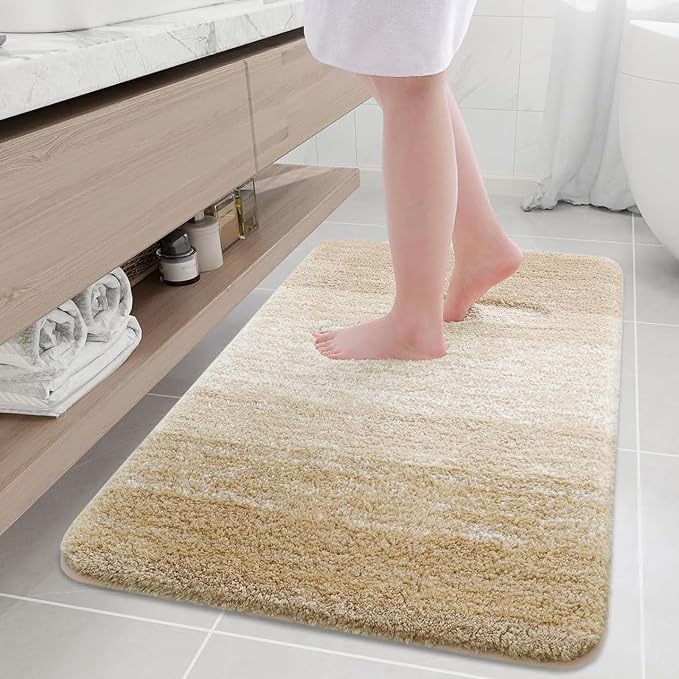 Arotive Microfiber Bathroom Rugs, Shaggy Soft and Absorbent Bath Rug, Thick Plush Machine Washable Dry Bath Mats for Bathroom, Tub and Shower, 36x24, Camel, Rectangular