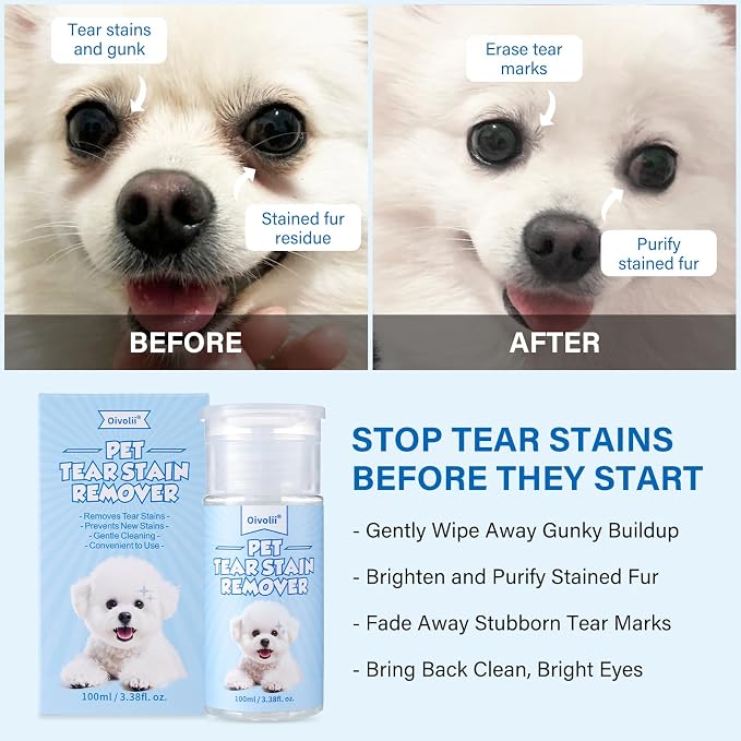 Tear Stain Remover Balm+ Natural Tear Stain Remover Liquid for Dogs and Cats