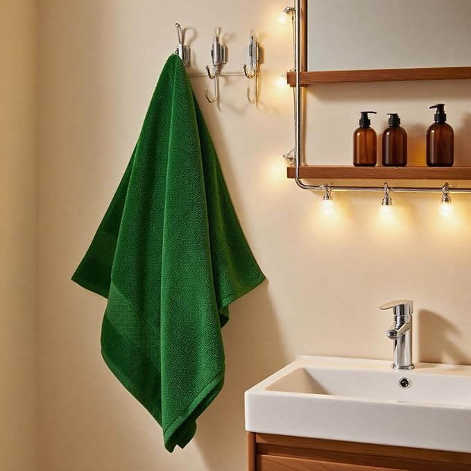 COZYART Formal Green Bath Towel Set 6 Piece, 100% Zero Twist Ring Spun Turkish Cotton 650GSM, Ultra Soft Absorbent Fast Dry Hotel Bathroom Towels
