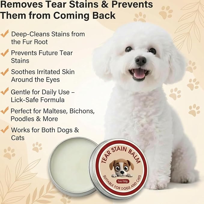 Angel Eyes Tear Stain Remover for Dogs, Tear Stain Remover Balm for Dogs & Cats with Pro Powder Brush – Natural Safe Gently Removes Eye Gunk & Stains – Great for White Dogs, Daily Eye Cleaning (2 PCS)