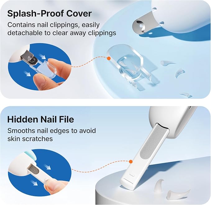 Potaroma Cat Nail Clipper with Adjustable 3-Size Trimming Hole & Hidden Nail File | Safe Toenail Trimmer for Kittens & Indoor Cats | Anti-Splash Claw Cutter for Grooming (Blue)