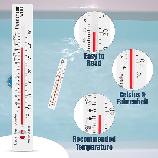 Bath Thermometer for Water Temperature, Easy-to-Read Bath Water Thermometer with Clear Scale, Accurate Water Temperature Thermometer for Baby, Kids & Adults