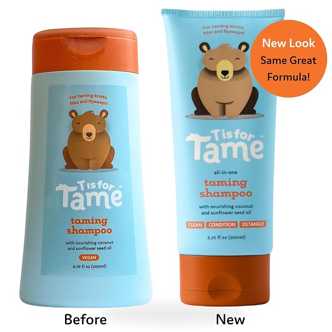 T is for Tame - 3-in-1 Baby Shampoo, Conditioner & Detangler for Kids – Tear-Free, Hypoallergenic, Cleanses, Conditions, Detangles with Plant-Based Ingredients - 6.76 fl oz - Made in the USA