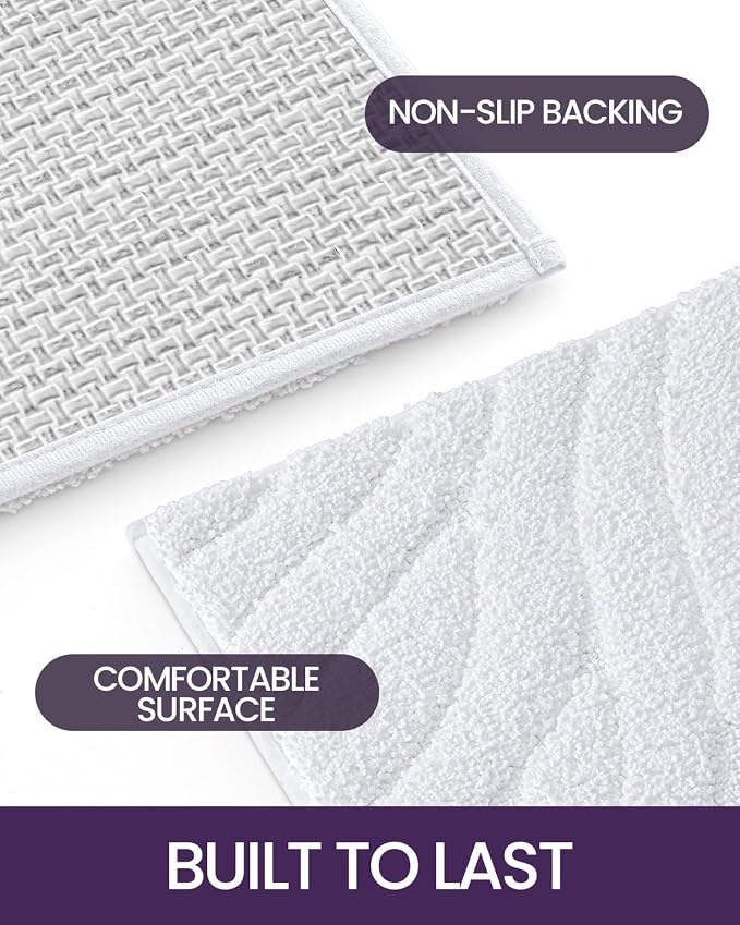 DEXI Bathroom Rugs 36x24, Extra Soft Absorbent Bath Mat, Non Slip Bathmat for Bathroom Floor, Machine Washable Rugs for Shower Floor, White