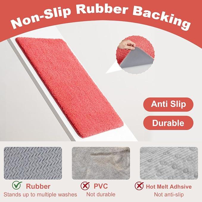 TYUU Large Bathroom Rugs, Ultra Soft Super Absorbent Bath Rugs Non Slip Washable Quick Dry Bath Mat with Rubber Backing for Bathroom Floor, Shower, or Sink, Pink 3' x 4'