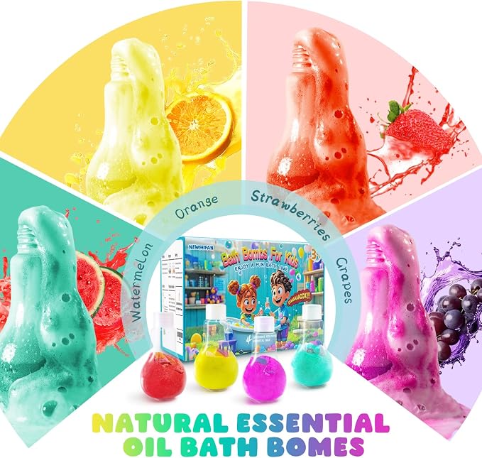 Potion Kits Bath Bombs for Kids, STEM Gifts for Boys & Girls | Halloween Colorful Fizzy Bubble Bath for Fun and Educational Bath Time, Cool Foam Explosion Bath Toys for Kids Ages 3-12