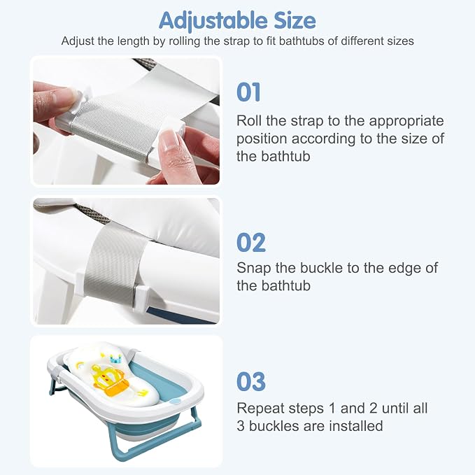 Colorlife Baby Bath Seat Support Net Infant Bathing Seat Support Mat, Adjustable Comfortable Non-Slip Three-Pointed Baby Shower Net Bathtub Sit Up Mesh for Newborn 0-12 Months-White Crown(No Bathtub)