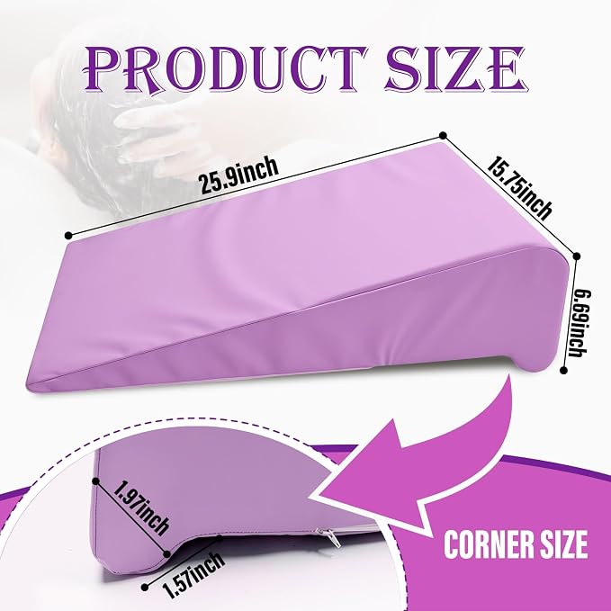 Wibeelee Hair Washing Station for Kids Waterproof Shampoo Foam Mat with Ergonomic Design Non Slip Bath Pillow Sink Soft Neck Support for Easy Hair Wash(Purple)