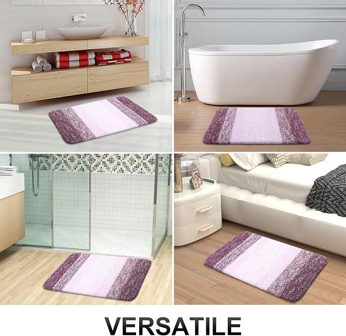 OLANLY Bathroom Runner Rugs Mat 70x24, Extra Soft Absorbent Microfiber Bath Rugs, Rubber Backing, Quick Dry, Washable Long Bath Mats for Bathroom Floor, Tub and Shower, Home Decor Accessories, Mauve