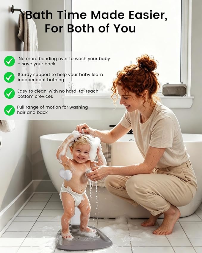 COOSEYA Baby Bath with Shower Stand Support|Anti-Pinch Soporte para Bañera de Bebé Adjustable Shower Tower and Anti-Slip for Toddler Standing Up Themselves,Ideal Gift for Infants 6-36 Months