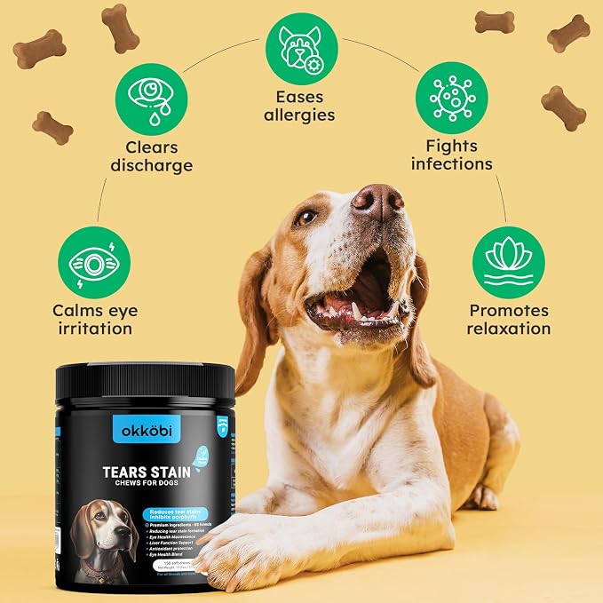 Tear Stain Chews and Eye Vitamins for Dogs - 150 Vision Soft Bites - Eye Supplements for Dogs with Lutein, Eyebright, Cranberry & Vitamin C - Chicken Flavor