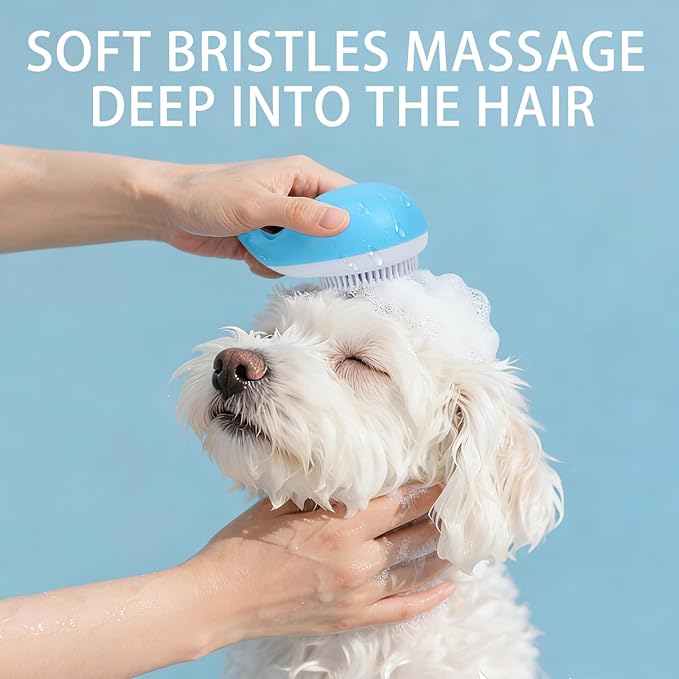Whale-Shaped Pet Bath Massage Brush,Gentle Silicone Bristles for Dog and Cat Bathing & Massage,Shampoo Brush with Built-in Shampoo Dispenser