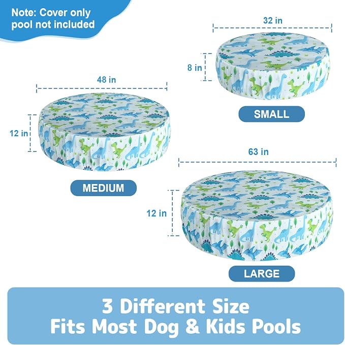 Foldable Dog Pool Cover – Waterproof Round Pet Dog Kiddie Bath Tub Lid Cover, Fit for 32/48/63 Inch Pools, Outdoor Portable Puppy Pool Accessories