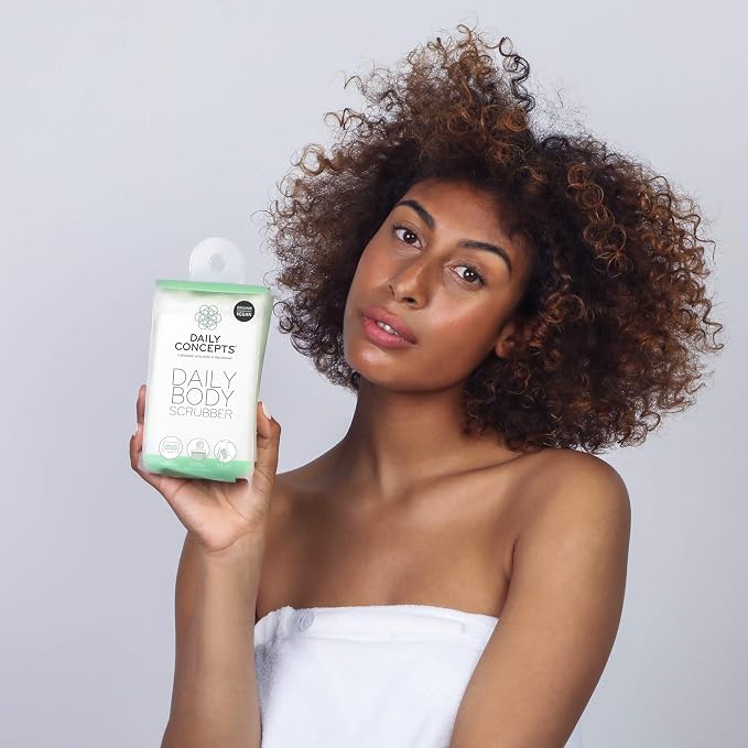 DAILY CONCEPTS Daily Body Scrubber, Soy-Based and Organic Cotton. for The Whole Body. The Bath Sponge Deeply Cleanses The Skin and Creates A Rich Foamy Lather. Exfoliation