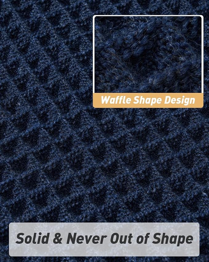 Upgraded Waffle Runner Rug Super Absorbent Non Slip Bath Mats for Bathroom, Washable Bathroom Runner Rug with Tassels, Ideal for Hallway Bedroom Laundry Room, Brown, 2'x 6'(24" x 72"), Navy Blue