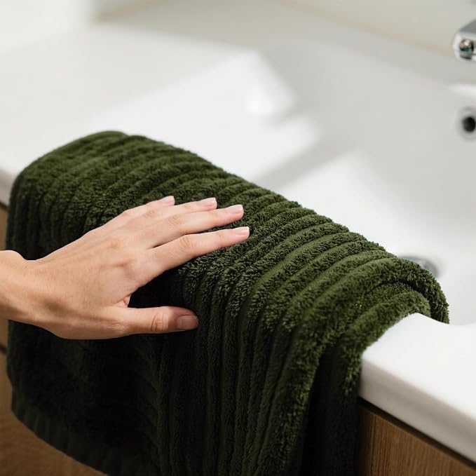 Extra Large Bath Towel Set of 6 (40"x80"),Oversized Bath Sheet Super Soft Highly Absorbent Microfibers Quick Dry Luxury Shower Towel for Bathroom Spa Gym Hotel Yoga (Olive Green, 6Piece)